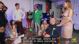 BRIDE4K. A Wedding Orgy with one Bride, her Husband, and two of his friends