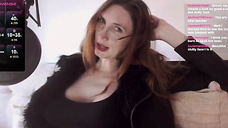 Busty Redhead MILF in a Corset Plays Solo
