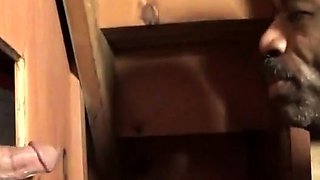 Black Guy Swallows White Cum at Glory Hole