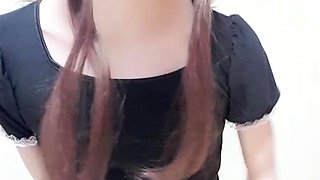Blonde tranny shemale solo masturbation