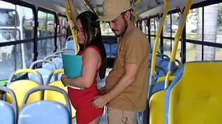Hot Latina Teen Groped on Bus - Public Handjob & Big Cock Fun