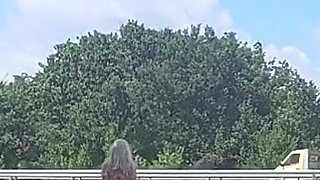 The Slave Girl Is Punished with Buckets of Pussy and Tits to Show off to the Drivers.