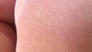 Outdoor Piss Slut in Pink Babydoll & Tan Tights. I Piss Hard While Walking Then Sitting, Soaking My Tights and White Stilettos.