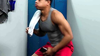 IR locker room jock barebacked by Ebony