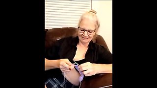 Momma Vee Peeing in Cup and Playing with Pussy - Amateur BBW Granny Solo Masturbation