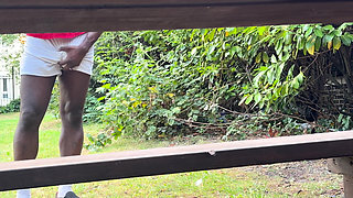 So Here Is Another Video of Me Outdoor Sitting on a Bench Commando in My Shorts