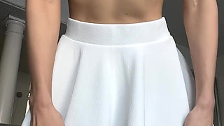 Slow Motion Skirt Twists Red Panties Sheer Bra