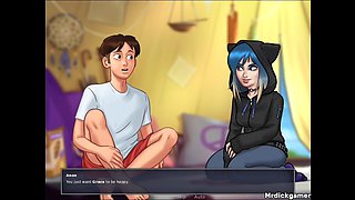 Summertime Saga Bitch Gets a Quick Orgasm by Rubbing Her Hot Pussy