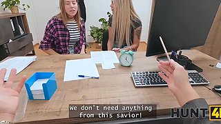 Lesbian Blonde Zlata Shine fucks for money while her gf is watching