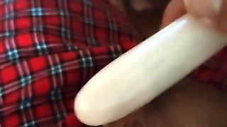 Shooting a big load using a vibrator on my cock  I almost hit my face