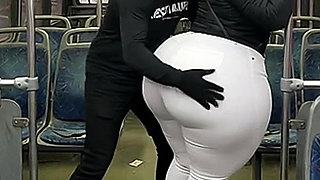 Big Ass Latina in Tight White Pants on the Bus Ends in White Thong
