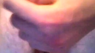 Twink Strokes Small Cock in Friend's Bathroom