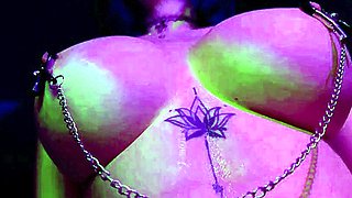 Neon Purple Babe Teasing and Posing in Lingerie