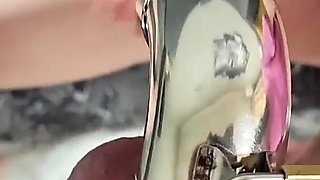The Swollen, Armored Cock Pulsates and Tries to Cum