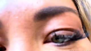 Horny Choco girlfriend pussy licked in close up in POV