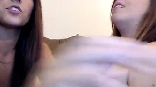Amateur blonde and brunette lesbians on webcam