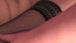 Mature gets sprayed on her belly