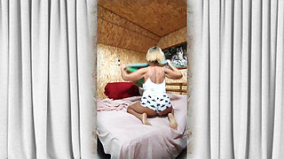 Hot Housewife Lukerya. Winter Morning Over a Cup of Coffee.