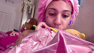 Helium Balloon Voice Changing Boob Flashing Teen Bimbo Whore Acting Silly with High Voice After Inhaling Helium Balloons Teasing