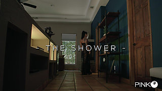 Priscilla Cums Under the Shower with Cock in Her Mouth, Pussy and Ass