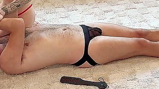 Double Femdom Cuck Punishment - Mars Solo and Misty Addams Punish Their Submissive Cuck Island Boy with Floggers, Paddles, Spank