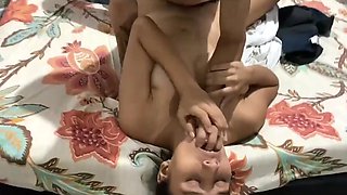 Stepmom's yoga stretch ends with her stepson buried in her cunt
