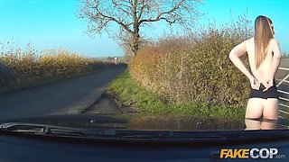 Can these chicks take the policemans helmet? - fake cop