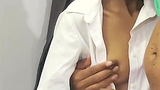 Petite African Teen Lovet Rides Cowgirl and Takes Big Dick Standing in School Uniform