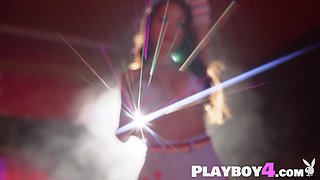 Petite and big-titted babe Maddy Belle posing