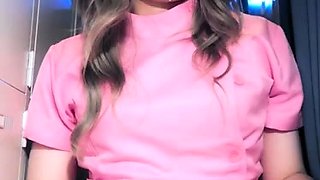 Tattood shemale tranny plays with ass during masturbation
