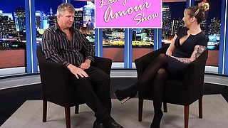 CFNM redhead sucks cock in live TV show