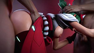 Beauty Waitress Threesome - 3D Animation