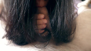 She Learns to Suck Uncut Cock Without Hands and Taste Cum in Mouth
