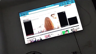 Tired He Came Home From Work I Start Watching Porn and Let My Wife Masturbate Me!!