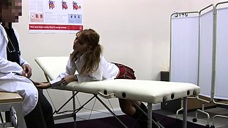 CFNM college gal fucked in doctor 3way