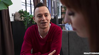 Crazy Student Cock In The Common Room: Redhead Lilly Mays Seducing Roommate