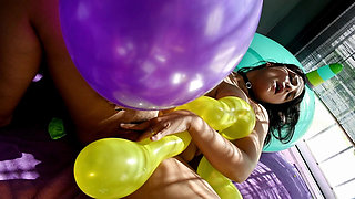 Popping Balloons While Riding My Narwal Inflatable - Bunny Looner