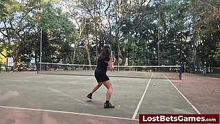 Rafaela and Igor Are Taking Their Strip Tennis Match Outside