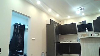 Small titted brunette teen fingering on the bed