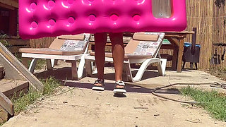 Poolside Thong Tease - Wet Ass & Fun on the Float