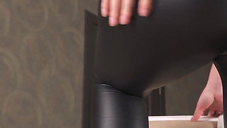 Legs Ass Tease in Tight Leather Leggings