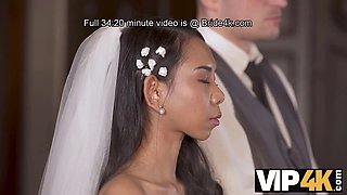 Cheating bride gets her pussy pounded by her wedding guests after wedding