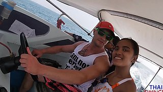 Asian amateur couple flaunt their curves in tiny bikinis