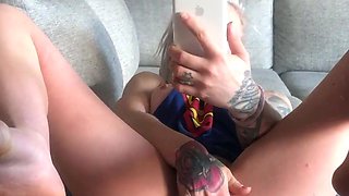Perfect blond making solo masturbation