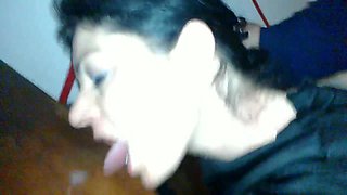 Mature MILF Stepmom Licking Saliva While Getting Fucked in the Ass From Behind