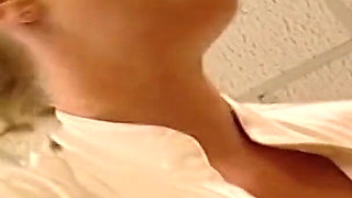 Filthy Blonde Domina Milks Patient's Cock Hard
