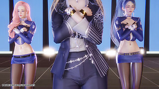 [mmd] Twice - Talk That Talk Ahri Seraphine Kaisa Sexy Striptease League of Legends Hentai Uncensored 4K 60fps