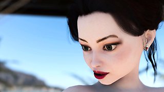 Busty Luna sucks cock, pounded doggystyle cums all over tits