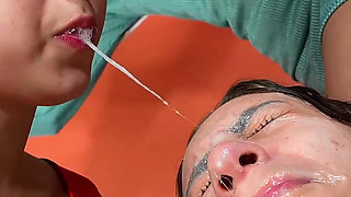 Spit Swallow Lesbian Domination - Four Girls and Liters of Spit Swallow