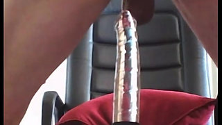 Playing with 9 Inch Glass Dildo